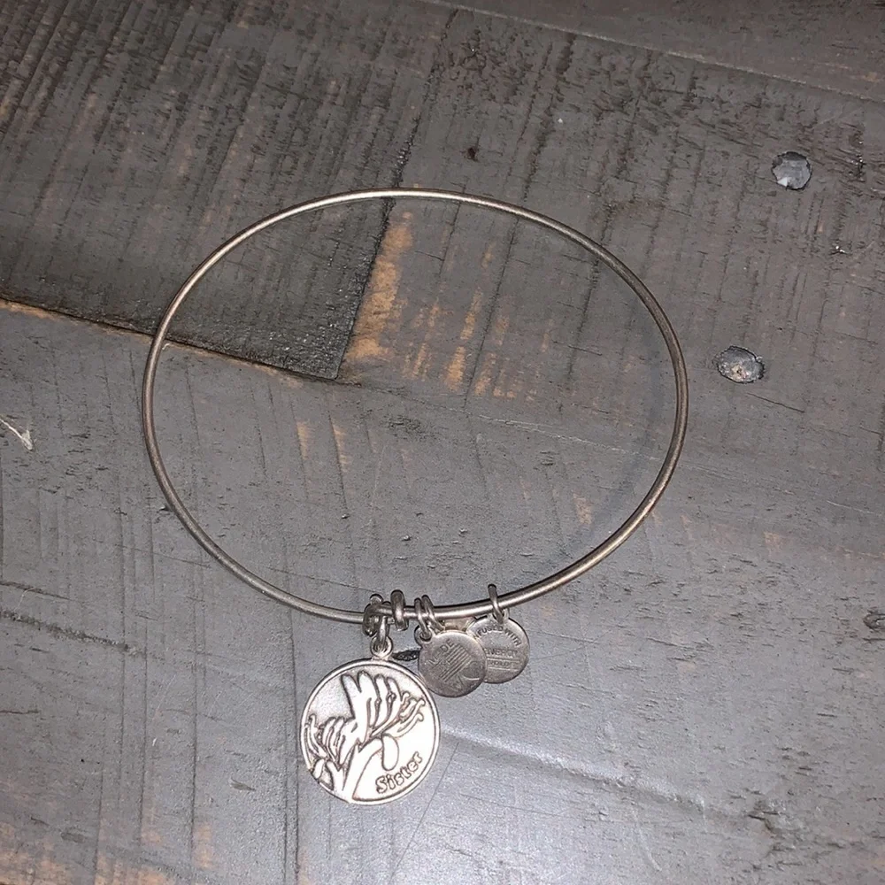Alex and Ani Sister Charm Bangle‎ Rafaelian Silver Finish Expandable Bracelet